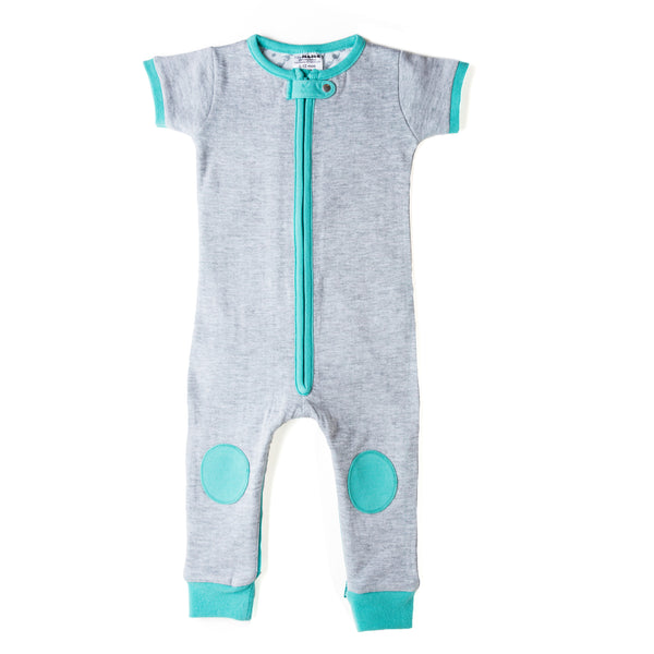 baby deedee sleepsie short sleeve gray teal